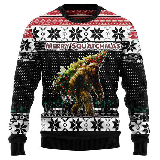 Merry Squatchmas Bigfoot Christmas Tree Ugly Sweater