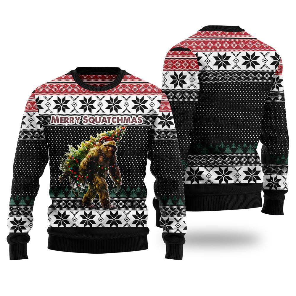 Merry Squatchmas Bigfoot Christmas Tree Ugly Sweater
