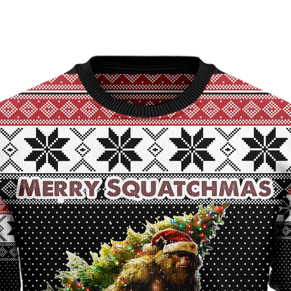Merry Squatchmas Bigfoot Christmas Tree Ugly Sweater