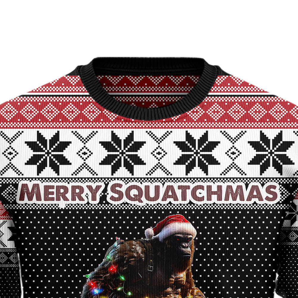Merry Squatchmas Cool Bigfoot Ugly Christmas Sweater