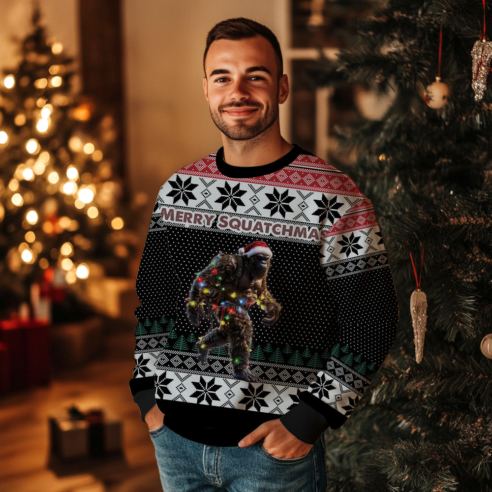 Merry Squatchmas Cool Bigfoot Ugly Christmas Sweater
