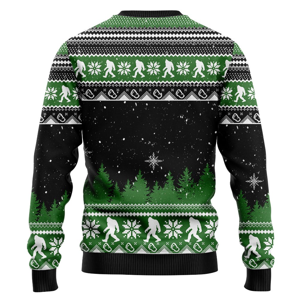 Funny Bigfoot Riding T-Rex Ugly Christmas Sweater