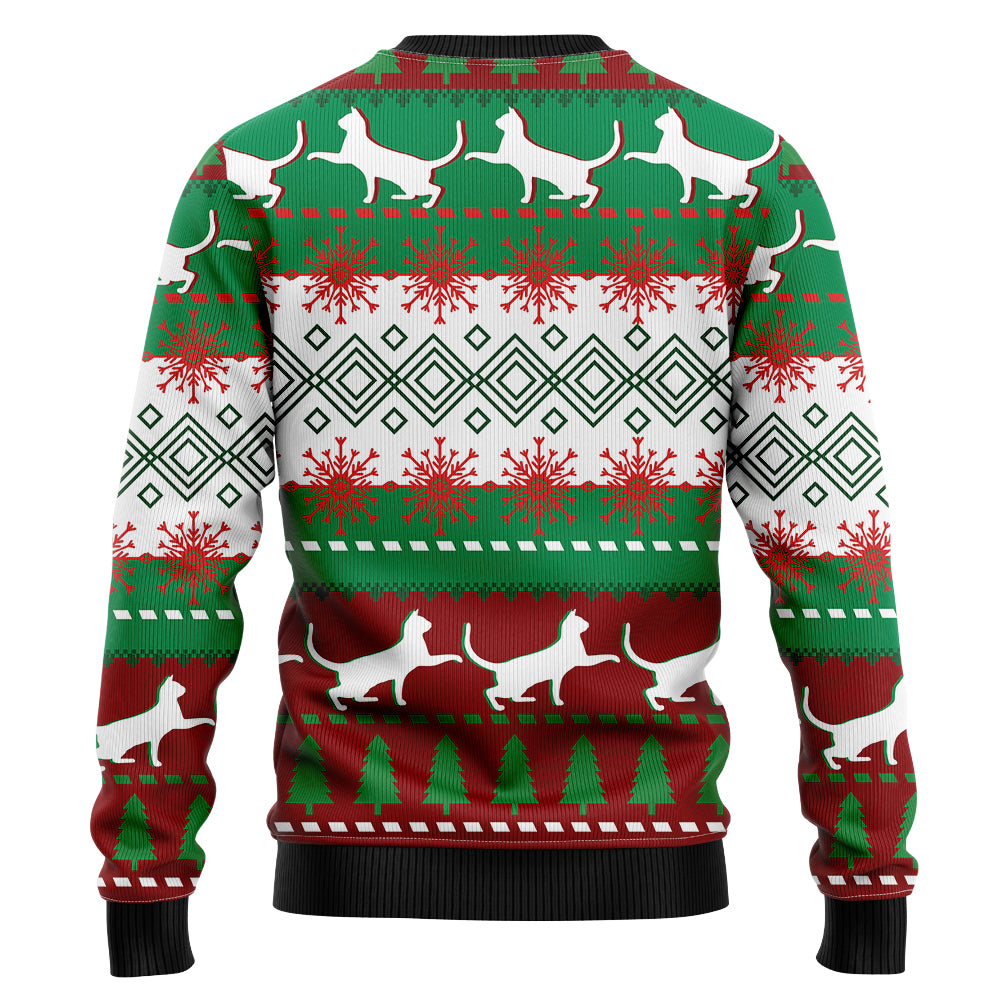 Festive Black Cat Ugly Christmas Sweater