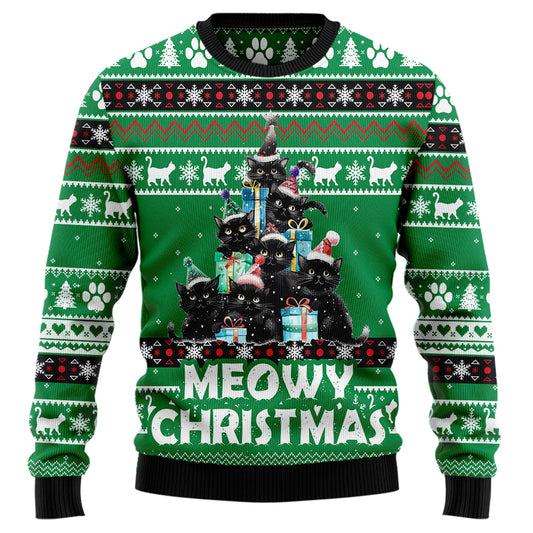 Black Cat Christmas Tree Ugly Christmas Sweater