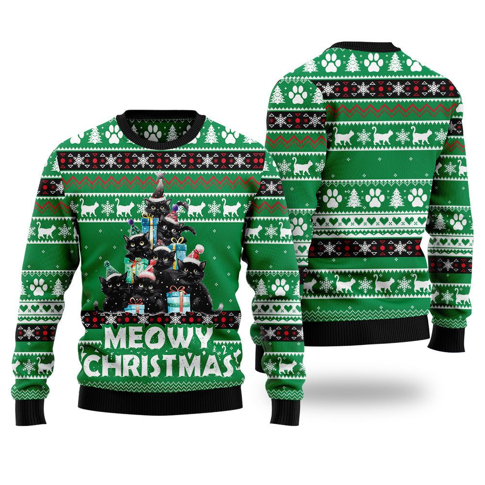 Black Cat Christmas Tree Ugly Christmas Sweater