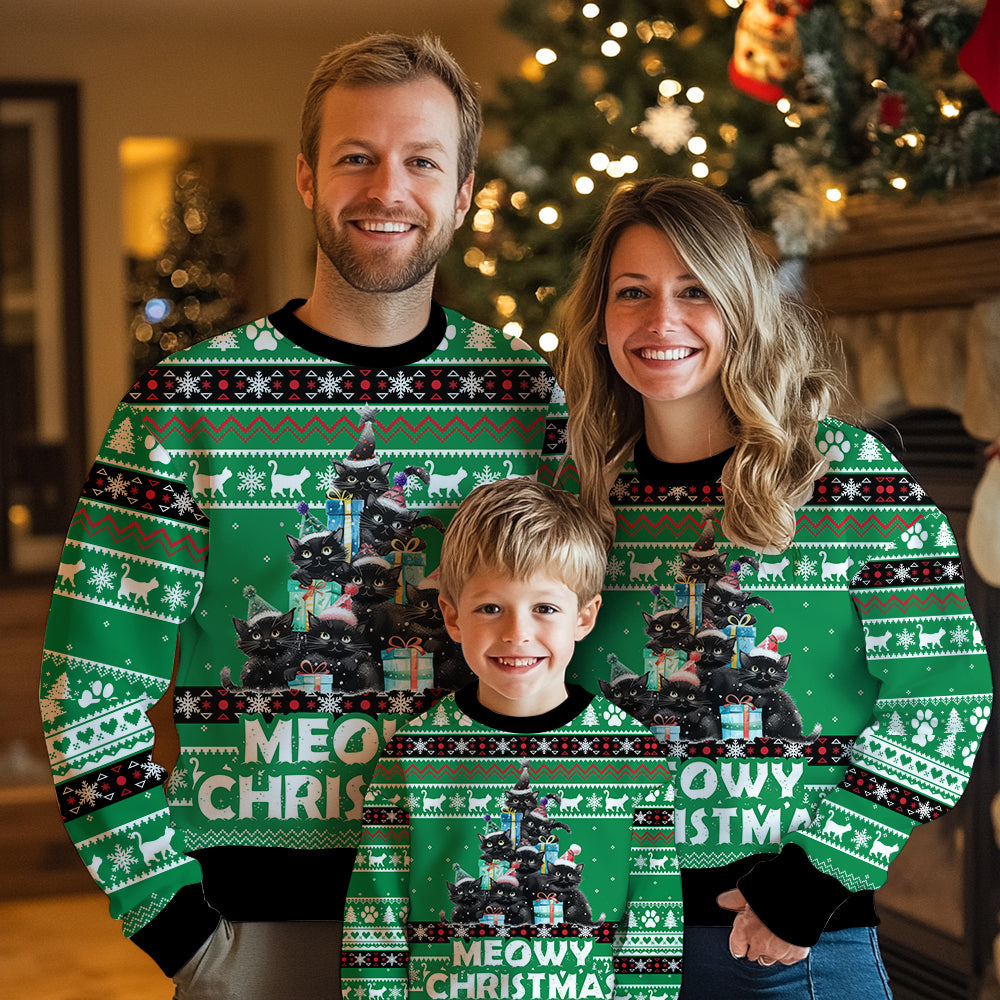 Black Cat Christmas Tree Ugly Christmas Sweater