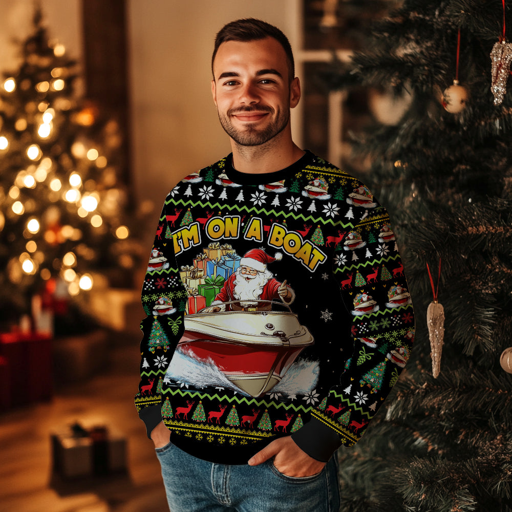 I'm On A Boat Santa Ugly Christmas Sweater
