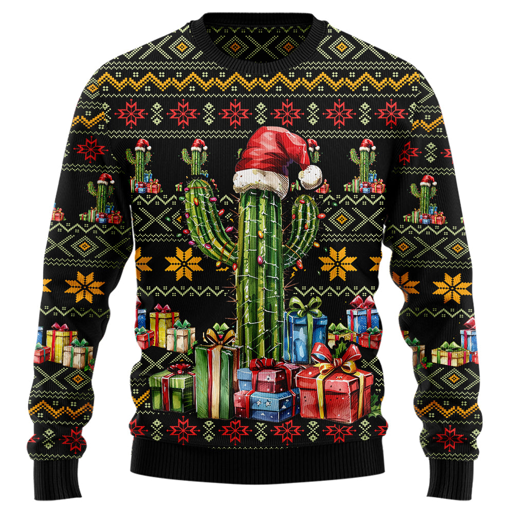 Cactus Santa Hat Ugly Christmas Sweater