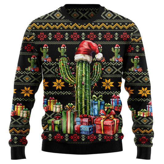 Cactus Santa Hat Ugly Christmas Sweater