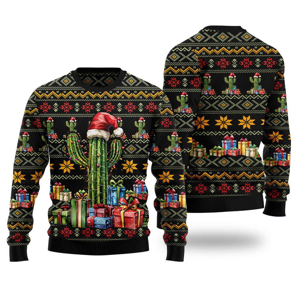 Cactus Santa Hat Ugly Christmas Sweater