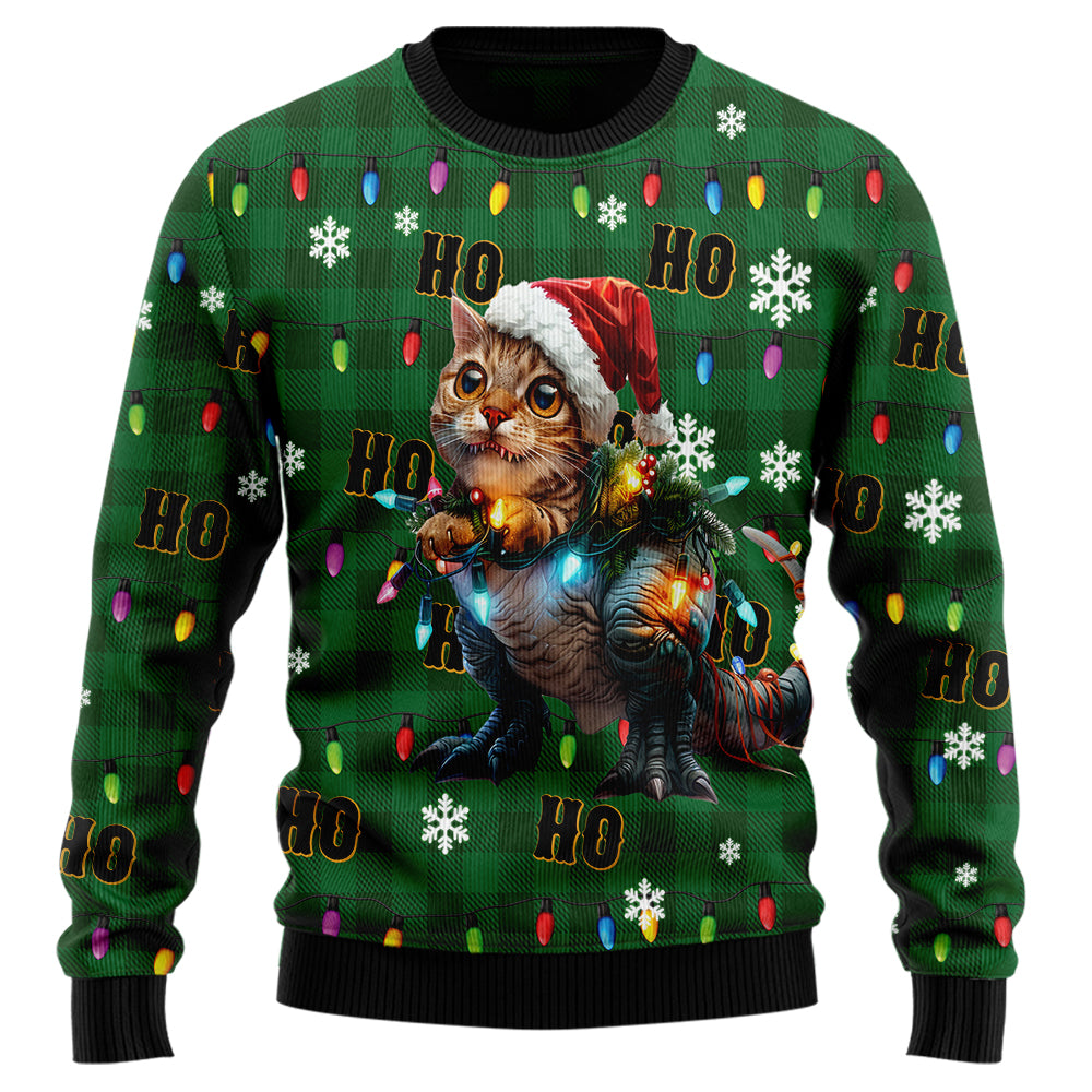 Funny T-Rex Cat Ugly Christmas Sweater