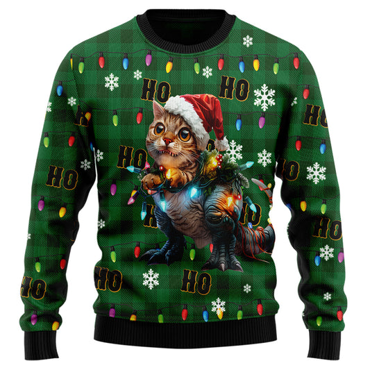 Funny T-Rex Cat Ugly Christmas Sweater