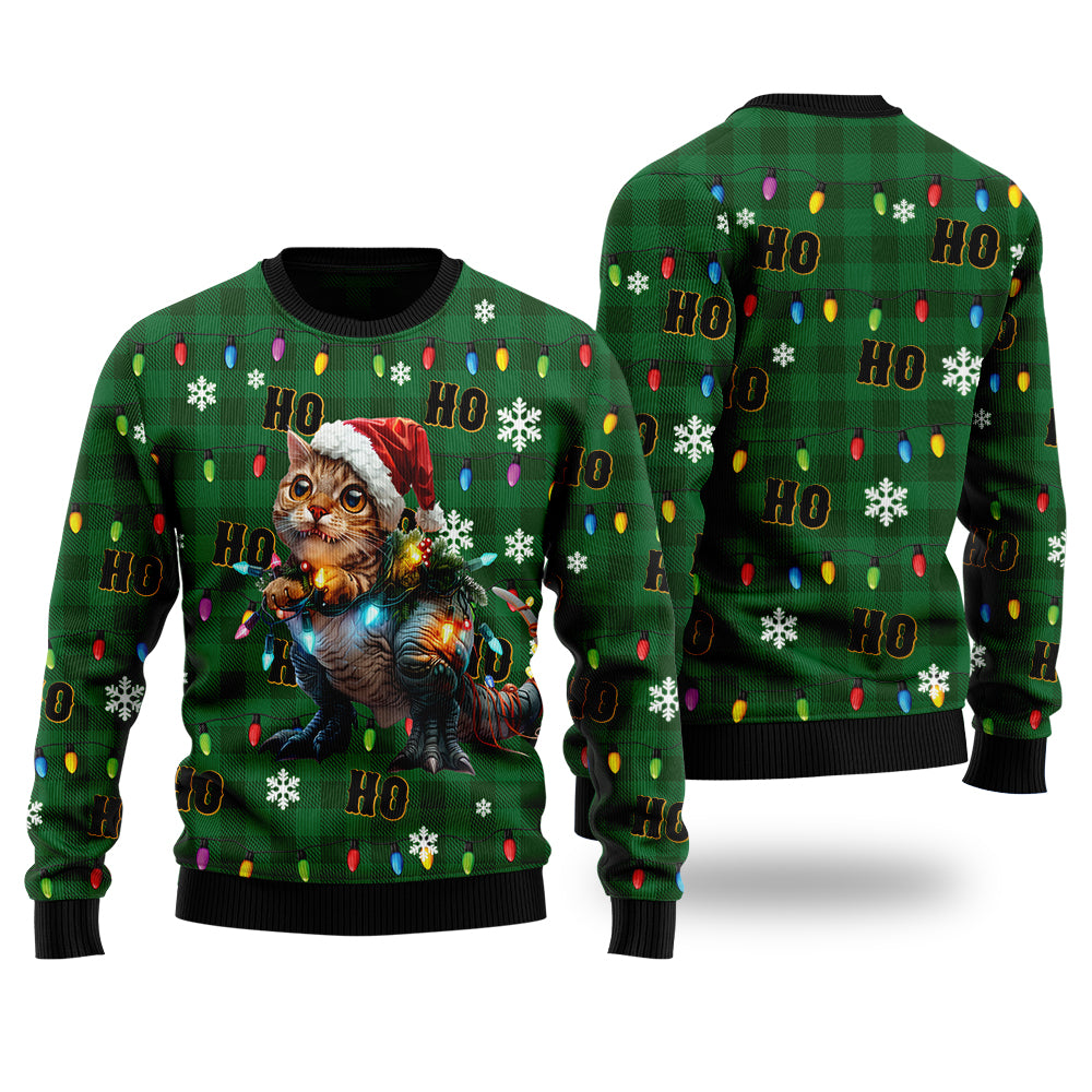 Funny T-Rex Cat Ugly Christmas Sweater