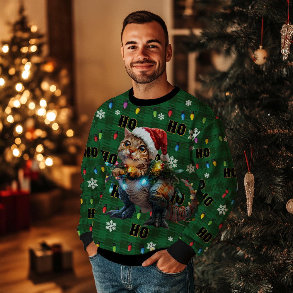 Funny T-Rex Cat Ugly Christmas Sweater