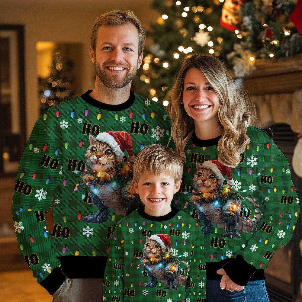 Funny T-Rex Cat Ugly Christmas Sweater