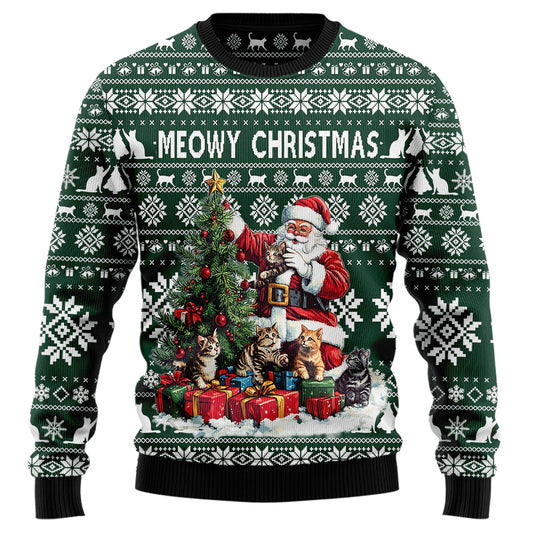 Meowy Christmas Cat Ugly Christmas Sweater