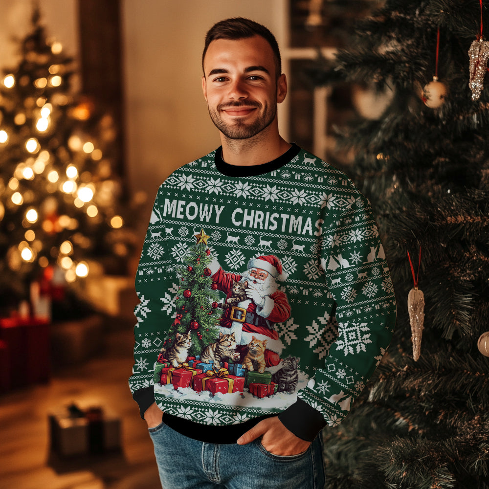 Meowy Christmas Cat Ugly Christmas Sweater