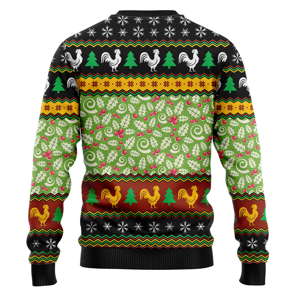 Festive Rooster Christmas Light Ugly Christmas Sweater