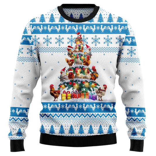 Chicken Flock Christmas Tree Ugly Christmas Sweater
