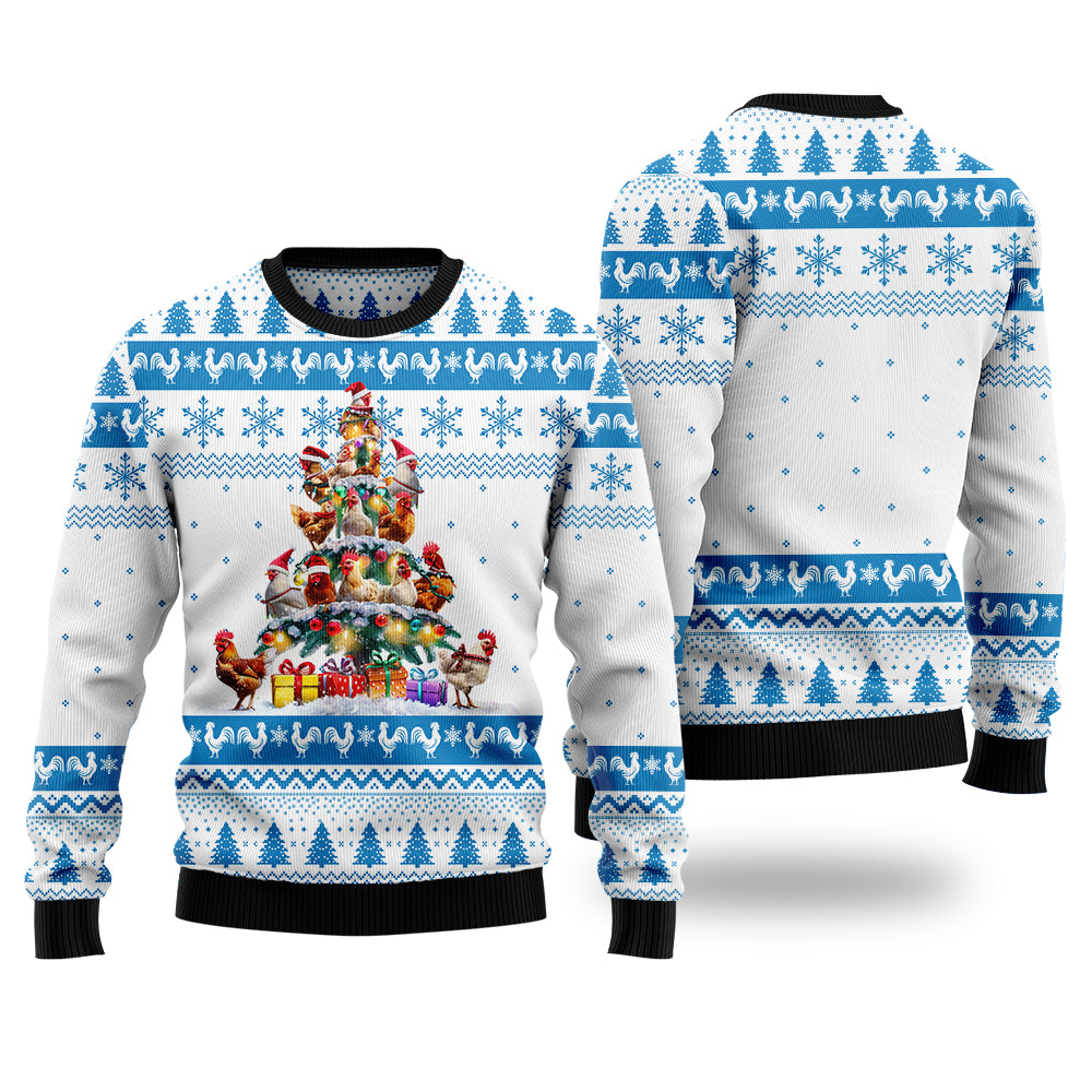 Chicken Flock Christmas Tree Ugly Christmas Sweater