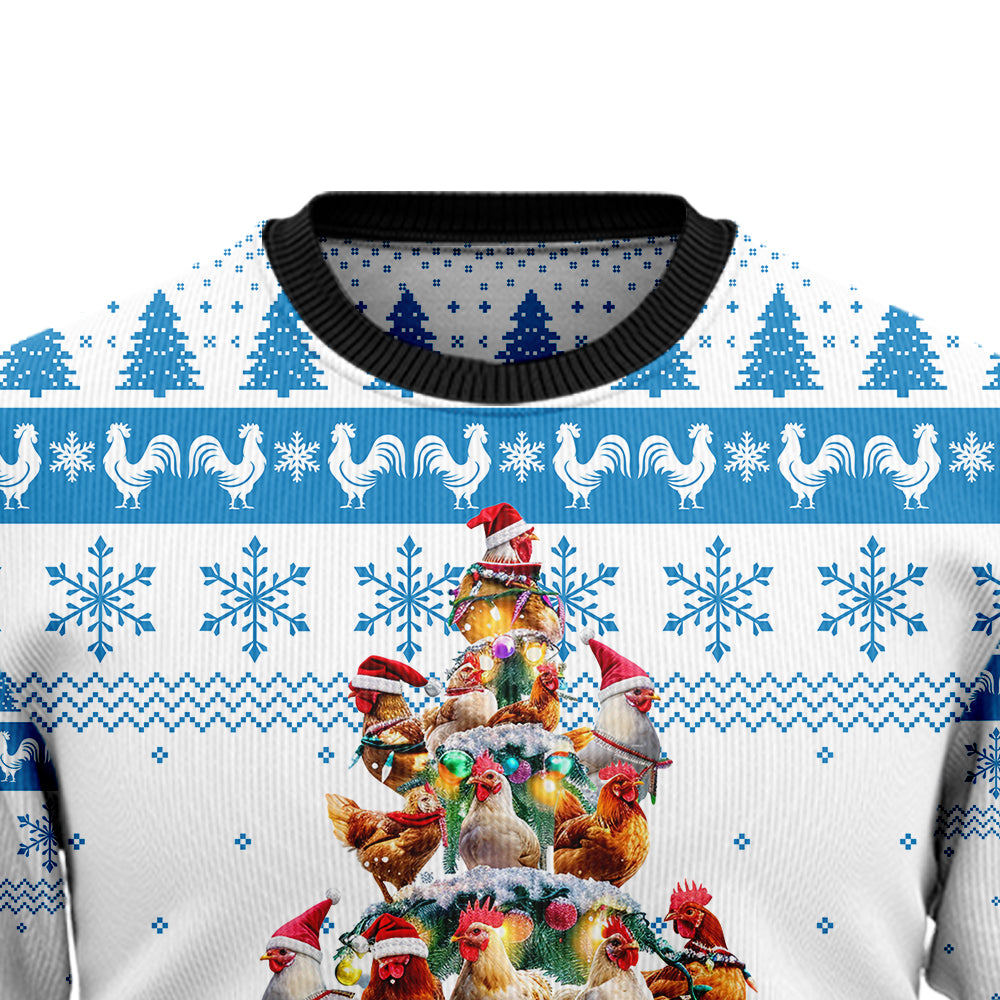 Chicken Flock Christmas Tree Ugly Christmas Sweater