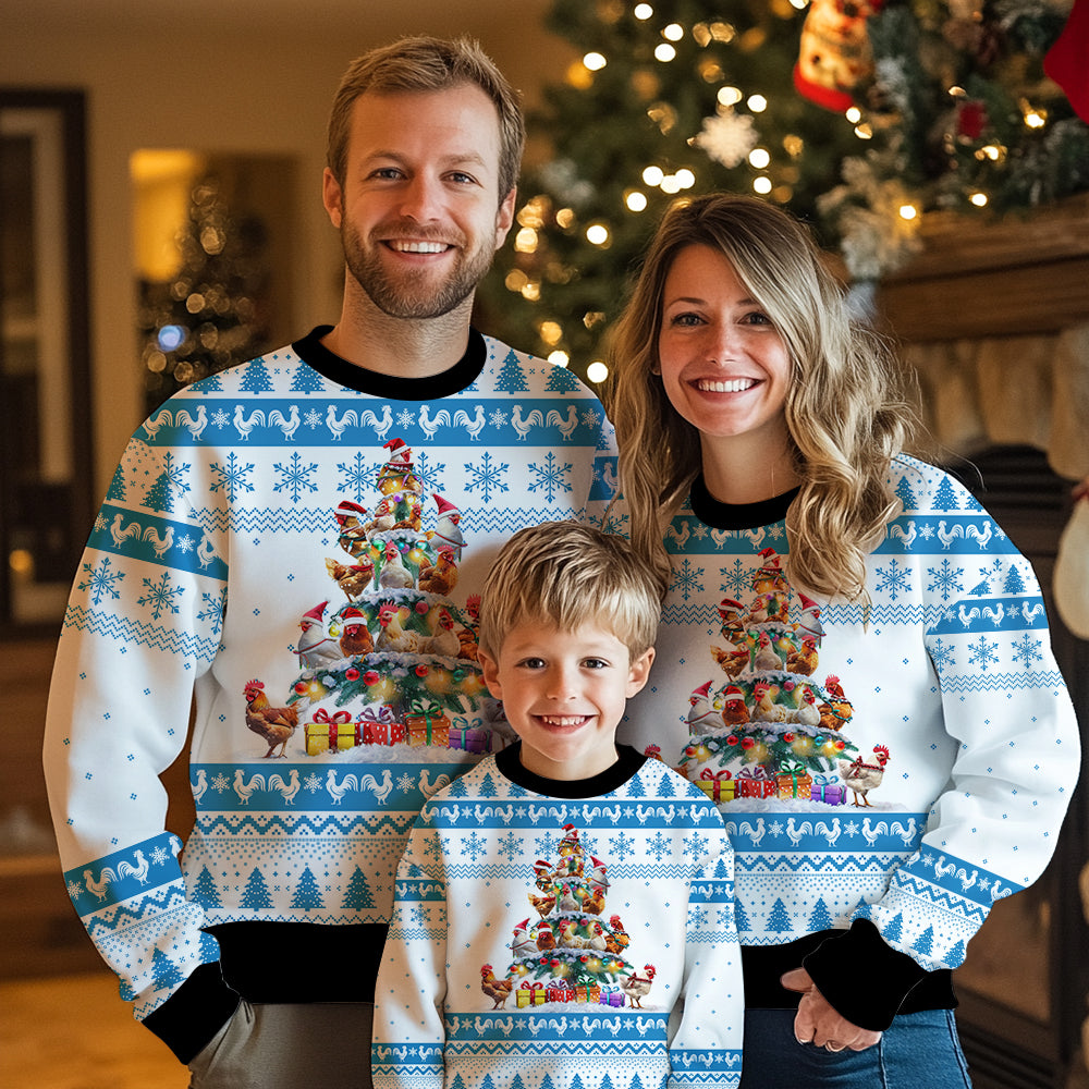 Chicken Flock Christmas Tree Ugly Christmas Sweater