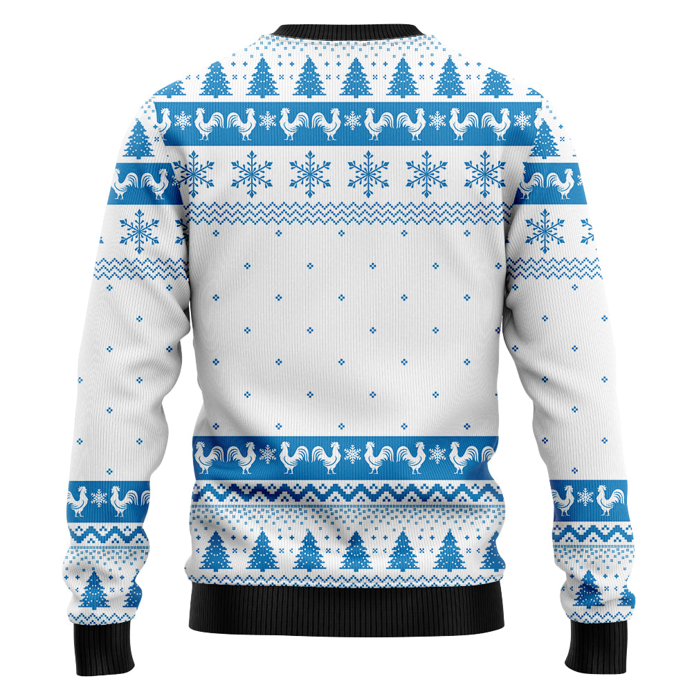 Festive Chickens in Santa Hat Ugly Christmas Sweater
