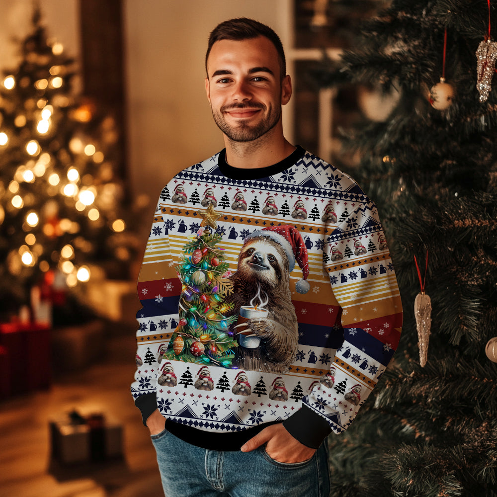 Festive Sloth Ugly Christmas Sweater