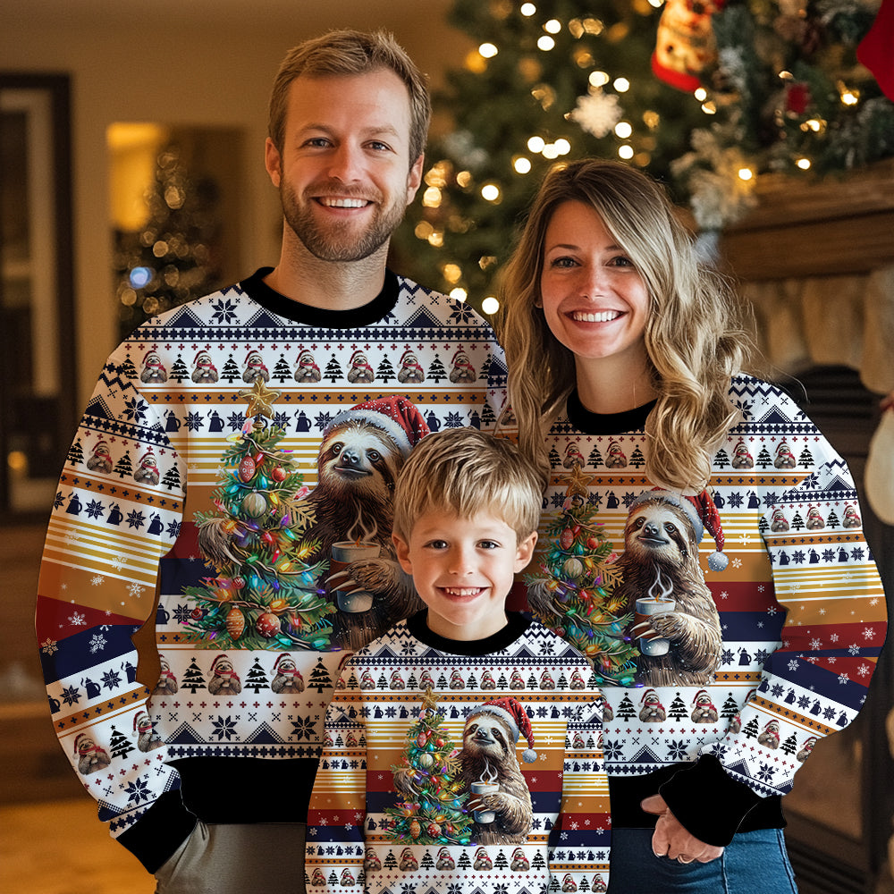 Festive Sloth Ugly Christmas Sweater