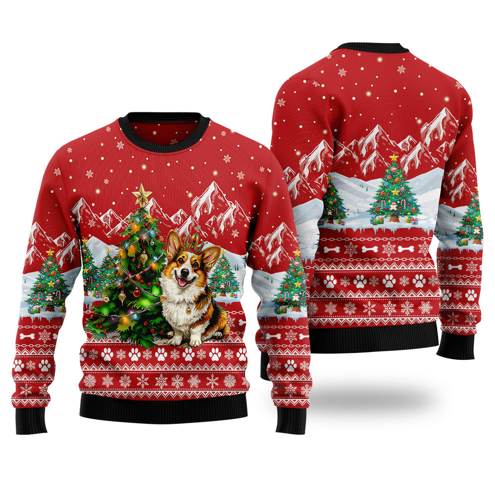 Corgi Ugly Christmas Sweater, Funny Dog Lover Holiday Sweatshirt, Cute Puppy Xmas Party Pullover for Men & Women