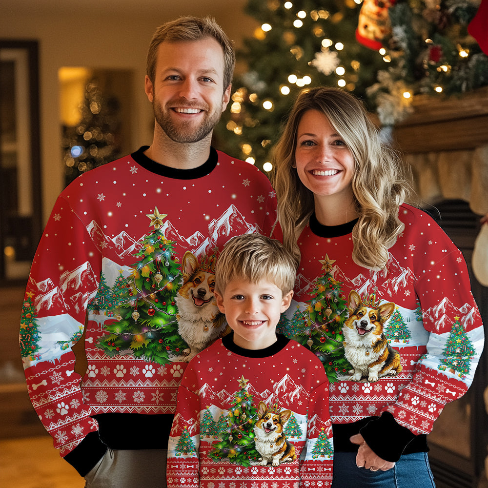 Corgi Ugly Christmas Sweater, Funny Dog Lover Holiday Sweatshirt, Cute Puppy Xmas Party Pullover for Men & Women