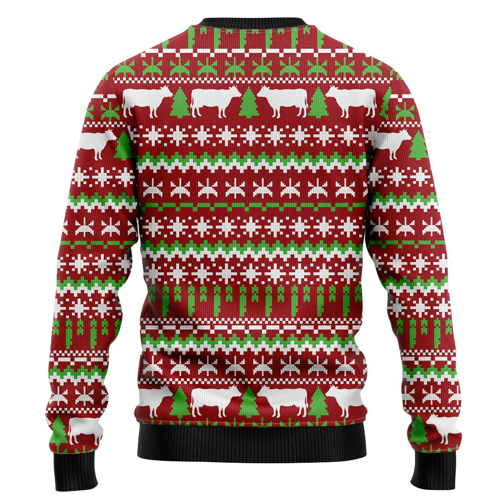 Mooey Christmas Cow Ugly Christmas Sweater, Funny Farm Animal Holiday Sweatshirt, Novelty Xmas Gift for Men and Women