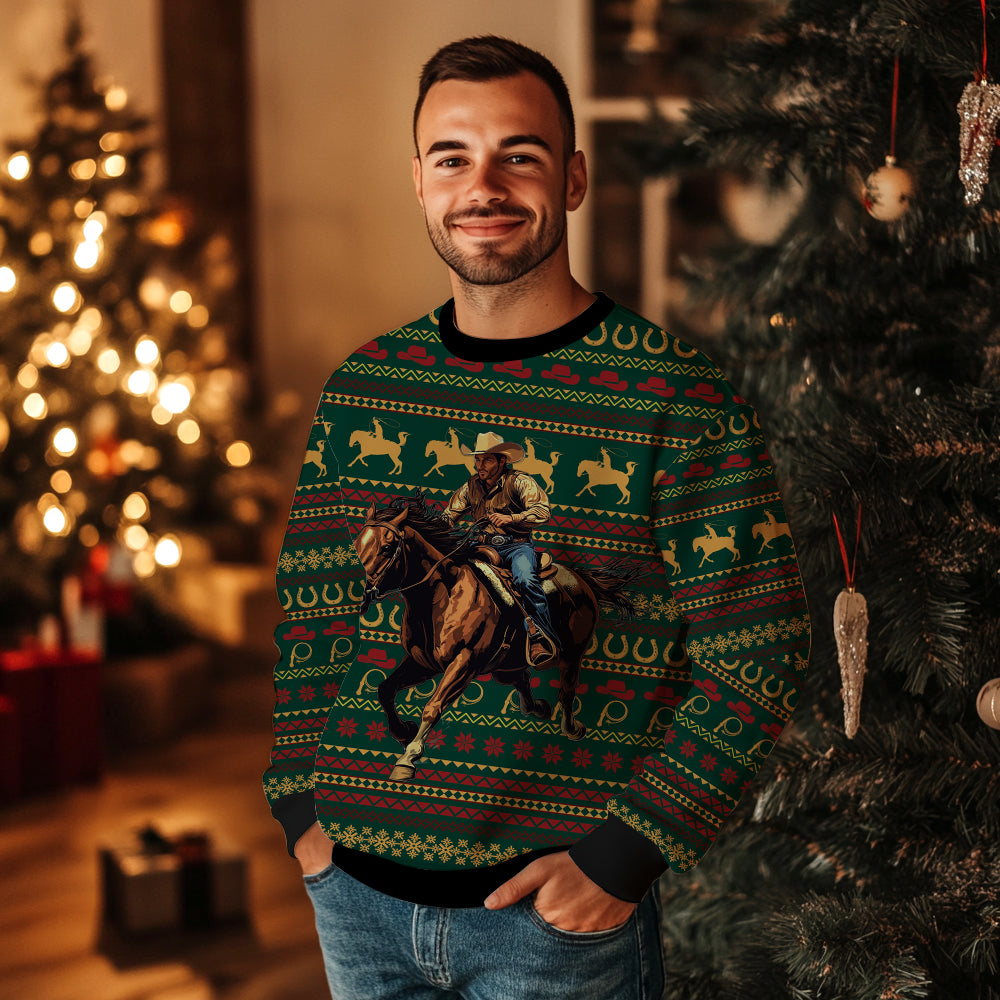 Western Cowboy Ugly Christmas Sweater