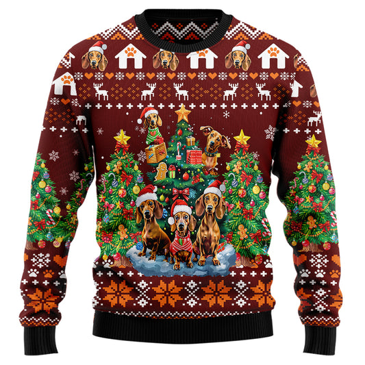 Dachshund Christmas Tree Ugly Christmas Sweater