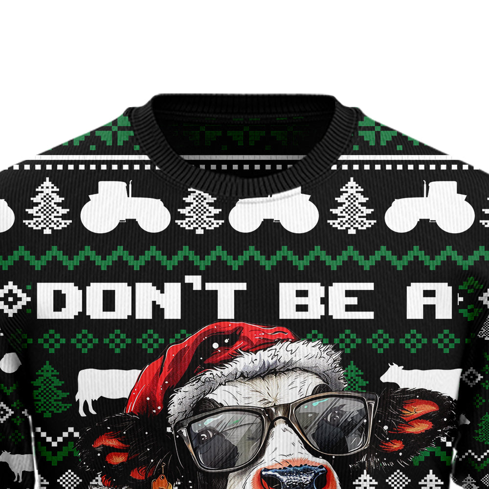 "Don't Be A Salty Heifer" Cow Ugly Christmas Sweater