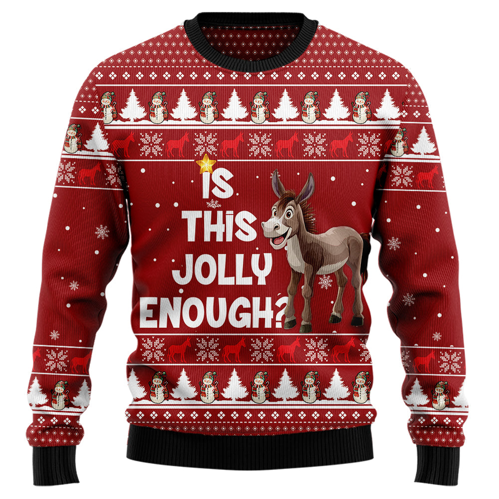 "Is This Jolly Enough" Funny Donkey Ugly Christmas Sweater