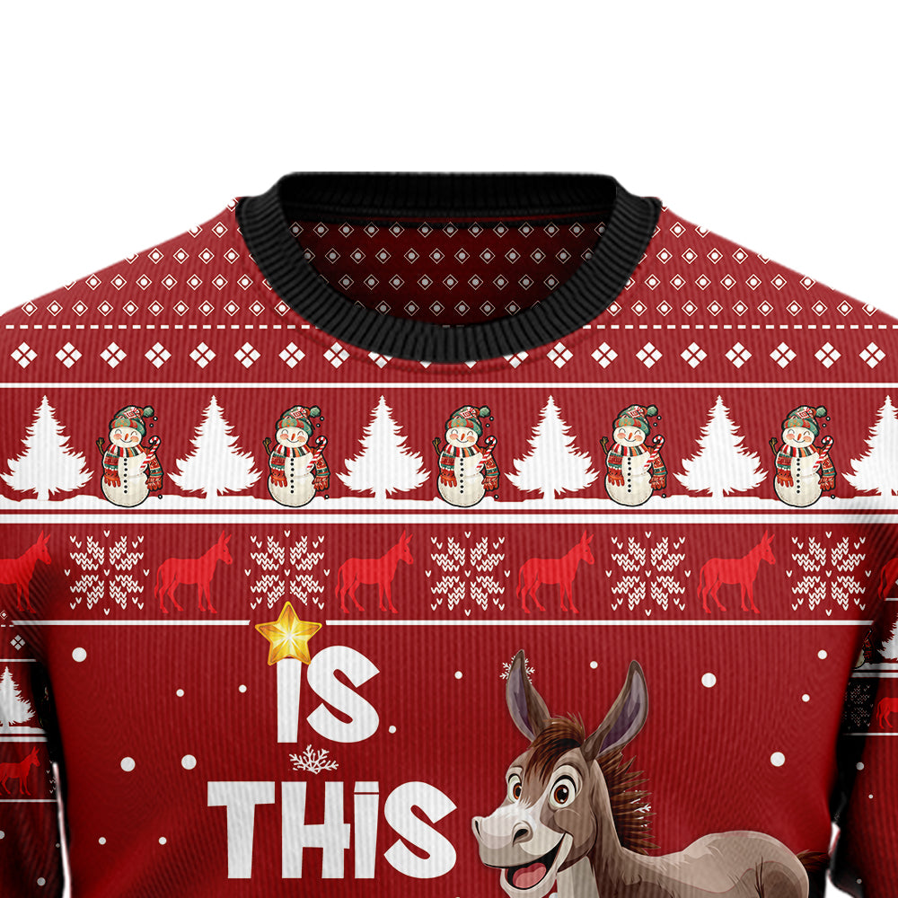 "Is This Jolly Enough" Funny Donkey Ugly Christmas Sweater