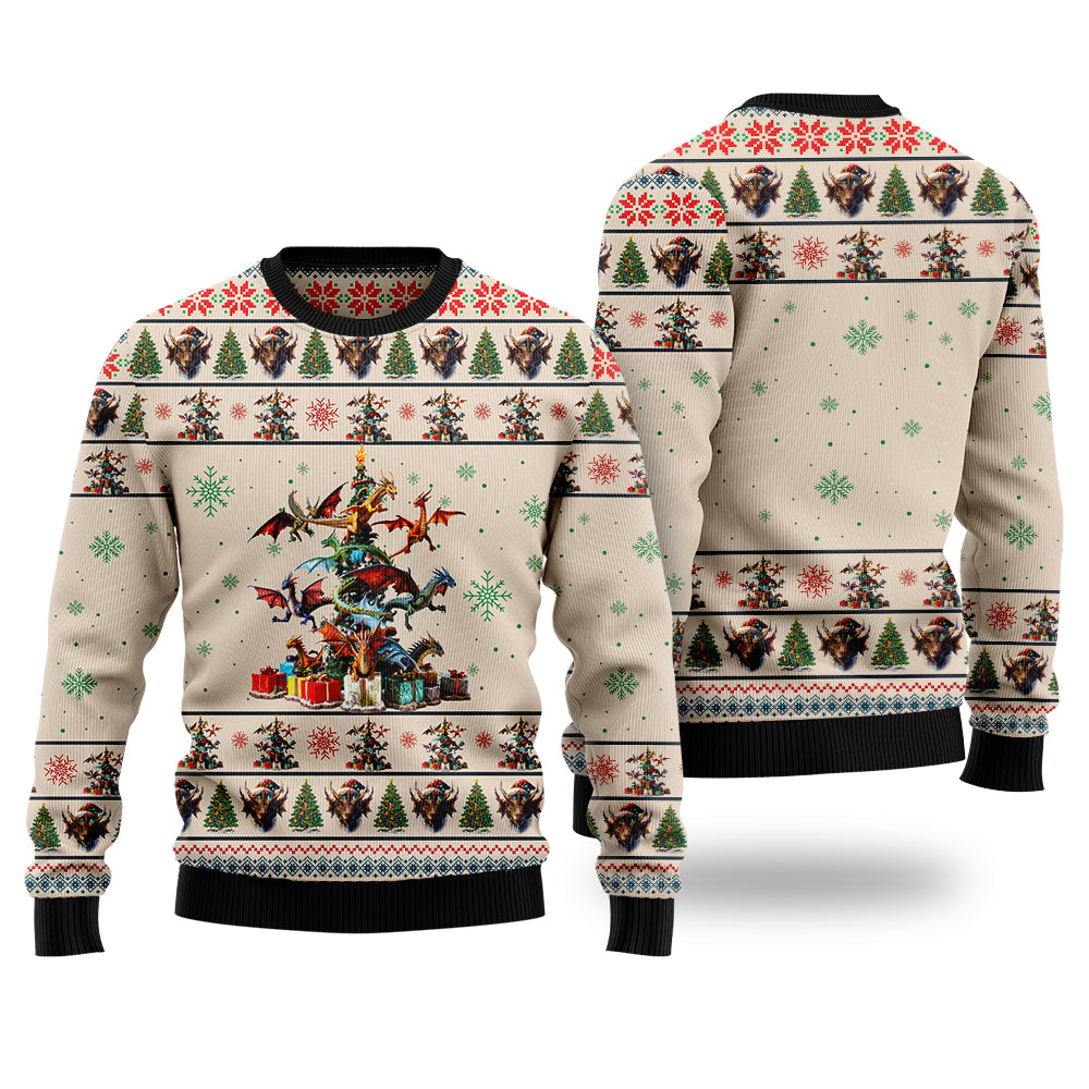 Fantasy Dragon Christmas Tree Ugly Christmas Sweater