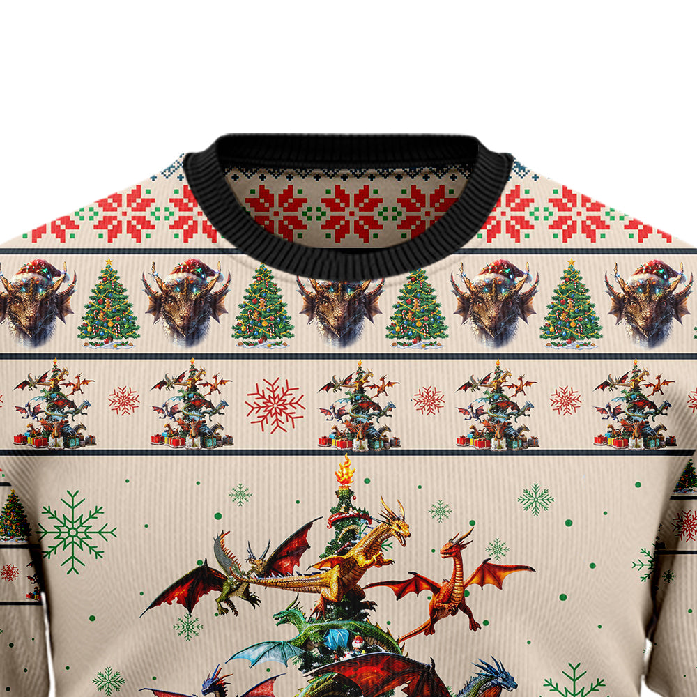 Fantasy Dragon Christmas Tree Ugly Christmas Sweater