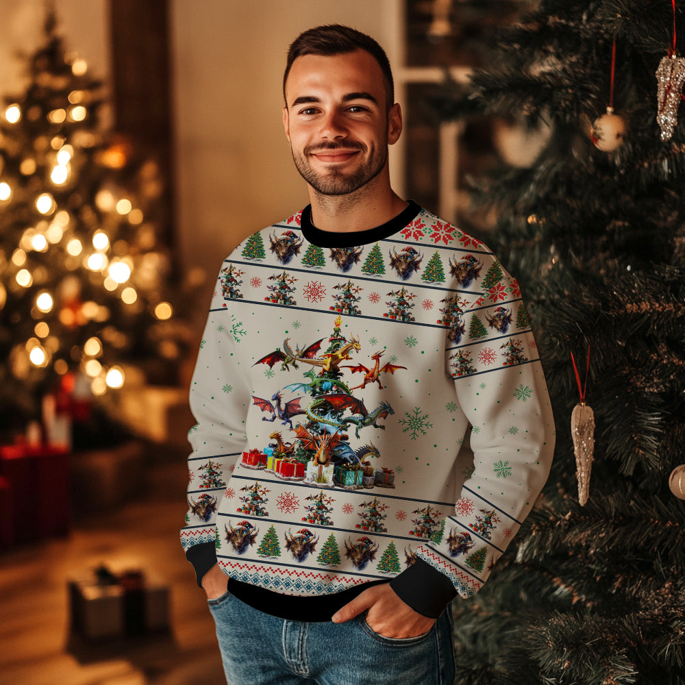 Fantasy Dragon Christmas Tree Ugly Christmas Sweater