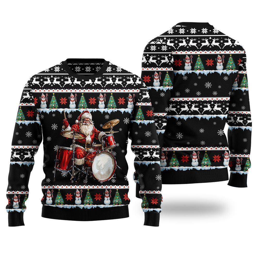 Festive Drummer Santa Ugly Christmas Sweater