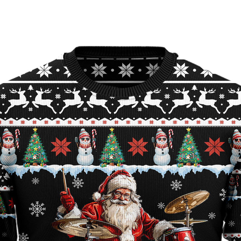 Festive Drummer Santa Ugly Christmas Sweater