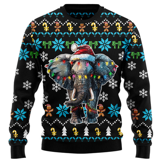 Festive Santa Hat Elephant Ugly Christmas Sweater