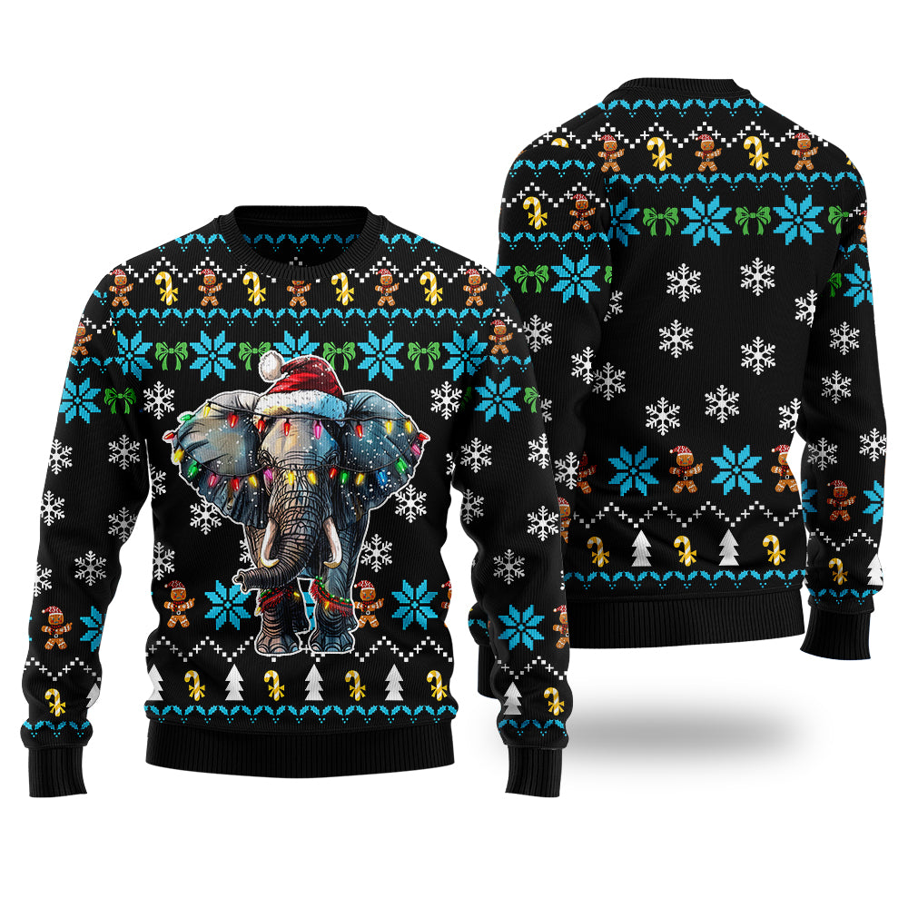 Festive Santa Hat Elephant Ugly Christmas Sweater