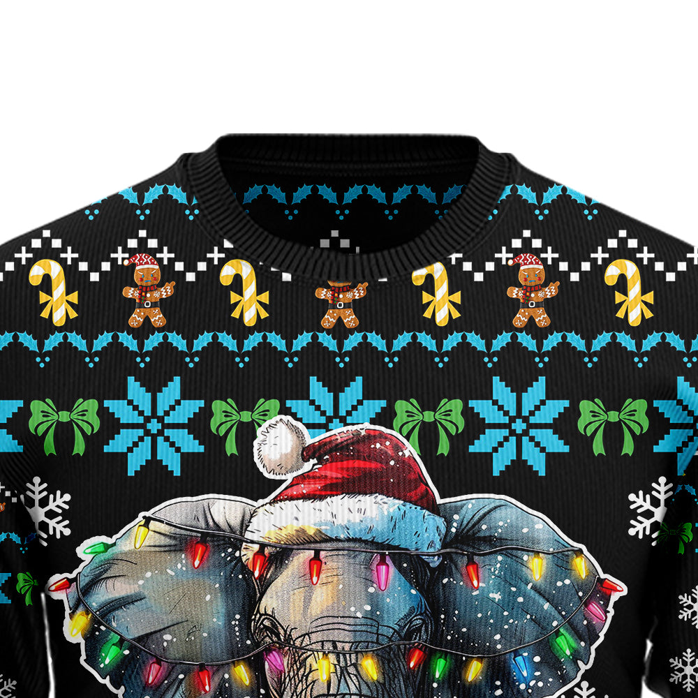 Festive Santa Hat Elephant Ugly Christmas Sweater