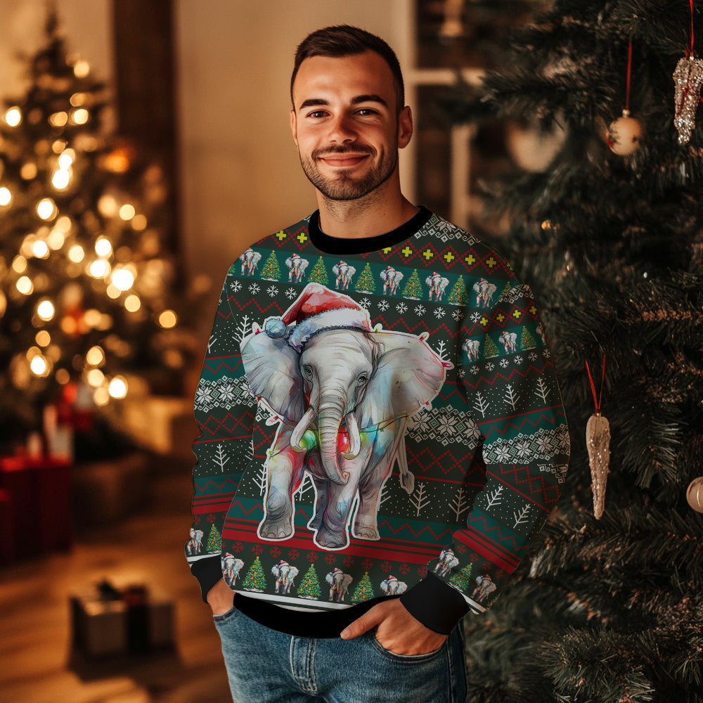 Festive Elephant Ugly Christmas Sweater