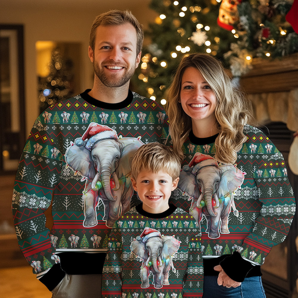 Festive Elephant Ugly Christmas Sweater