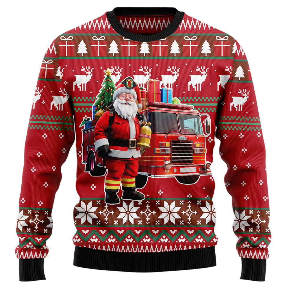 Firefighter Santa Ugly Christmas Sweater