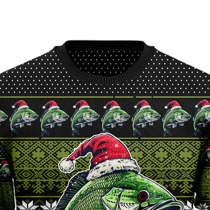 Merry Fishmas Bass Fishing Ugly Christmas Sweater