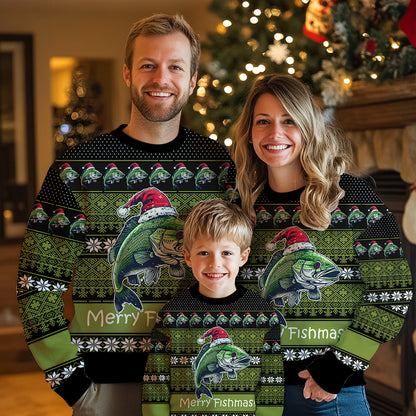 Merry Fishmas Bass Fishing Ugly Christmas Sweater